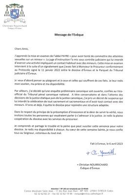 imag message Mgr Nourrichard Abbe Payre imag message Mgr Nourrichard Abbe Payre