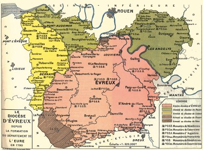 Carte Du Diocese En 1790 Diocese D Evreux Eglise Catholique Dans L Eure